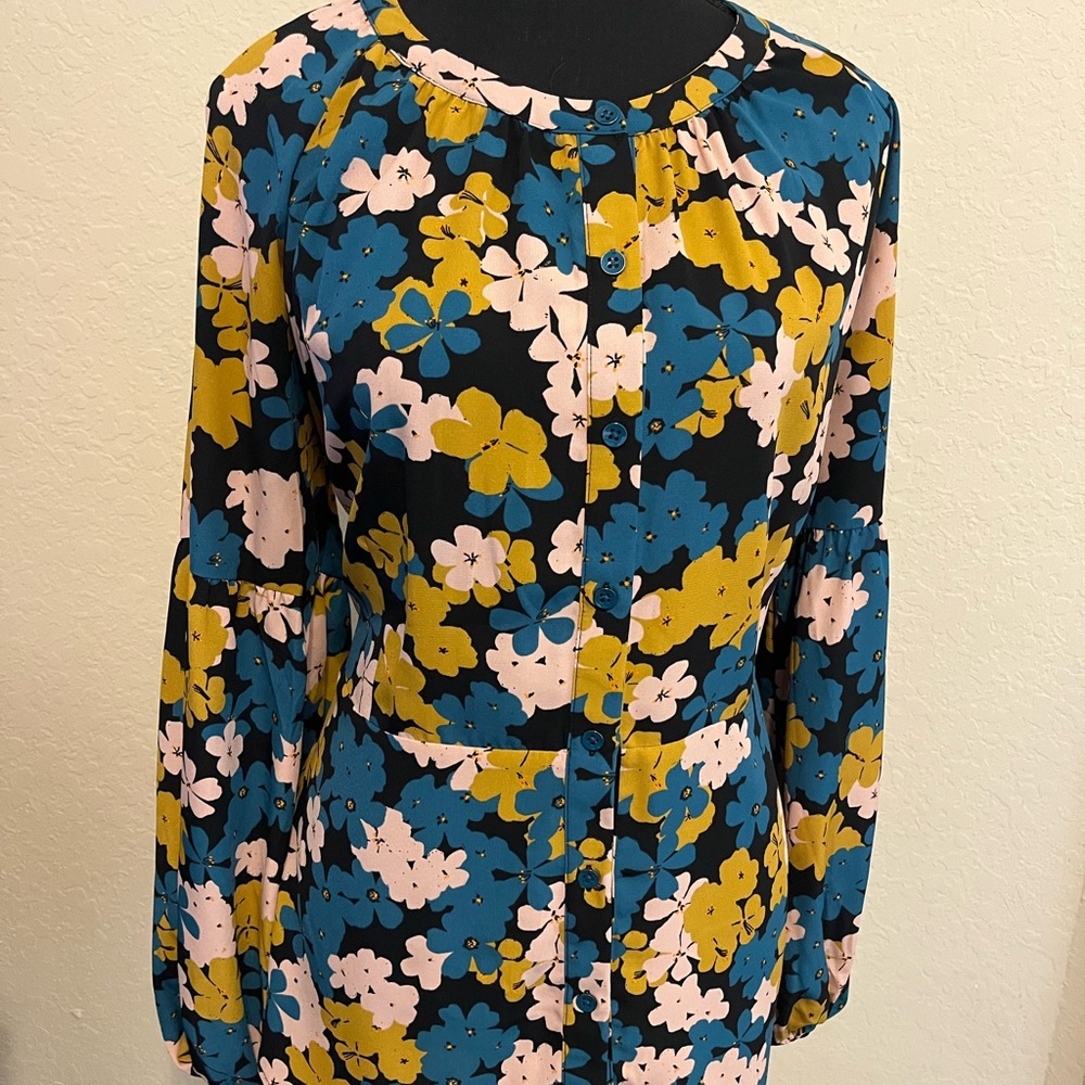 CAbi Floral Button Down Shirt - Black, Blue, Yellow, Pink